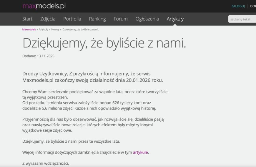 Maxmodels.pl kończy swoją działalność